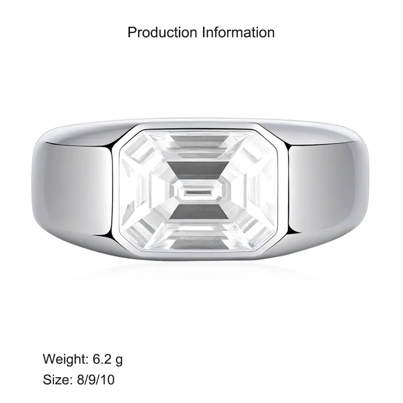 925 Sterling Silver 8A Emerald Cut Statement Band Ring 70100343 - image2