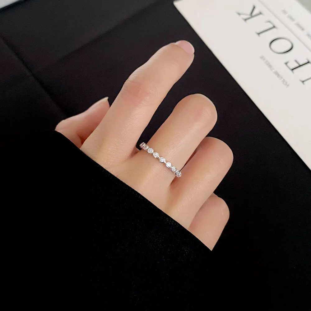 925 Sterling Silver Minimalist Bezel-Set CZ Stacking Ring 70100345 - image1
