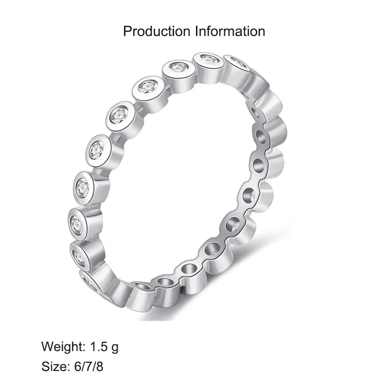 925 Sterling Silver Minimalist Bezel-Set CZ Stacking Ring 70100345 - image2