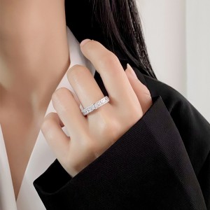 925 Sterling Silver Full  CZ Statement Stackable Ring 70100346