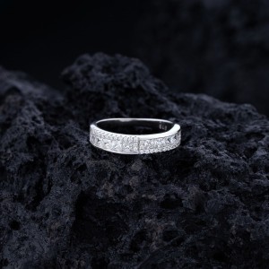 925 Sterling Silver Full  CZ Statement Stackable Ring 70100346