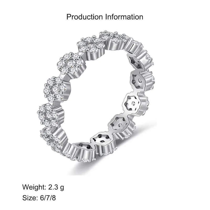 925 Sterling Silver Daisy CZ Floral Stacking Ring Band Ring 70100347 - image2