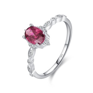 925 Sterling Silver Retro Oval Zirconia Statement Ring 70100349