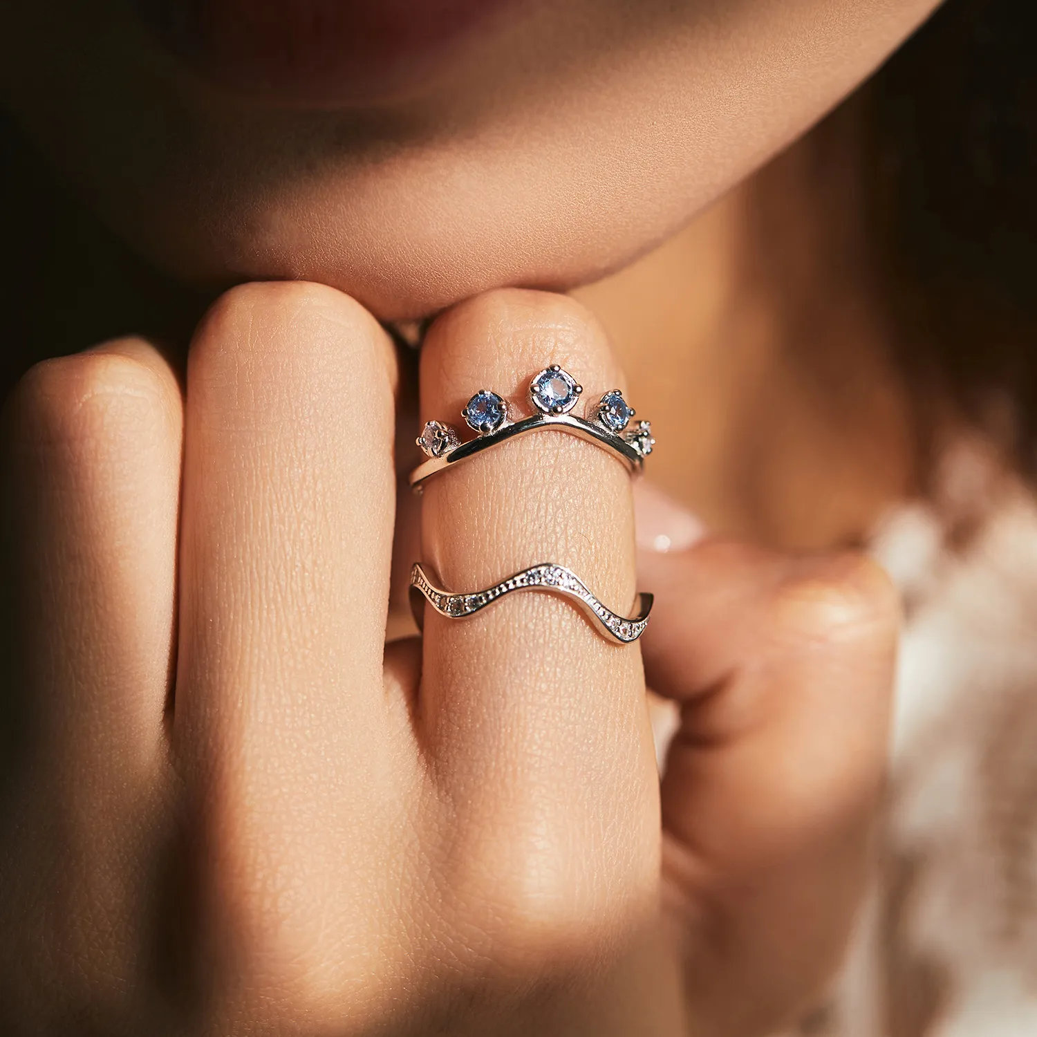 925 Sterling Silver Irregular Wave Crown Stackable Ring 70100350 - image1