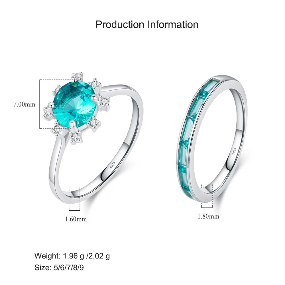 925 Sterling Silver Paraiba Sunflower Baguette-cut Band Ring 70100351 - image2