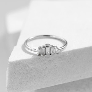 925 Sterling Silver Baguette CZ Crown Stackable Ring 70100357