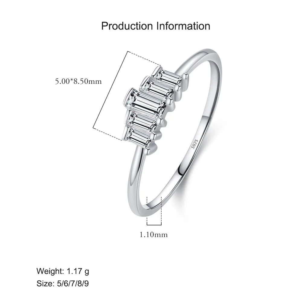 925 Sterling Silver Baguette CZ Crown Stackable Ring 70100357 - image2