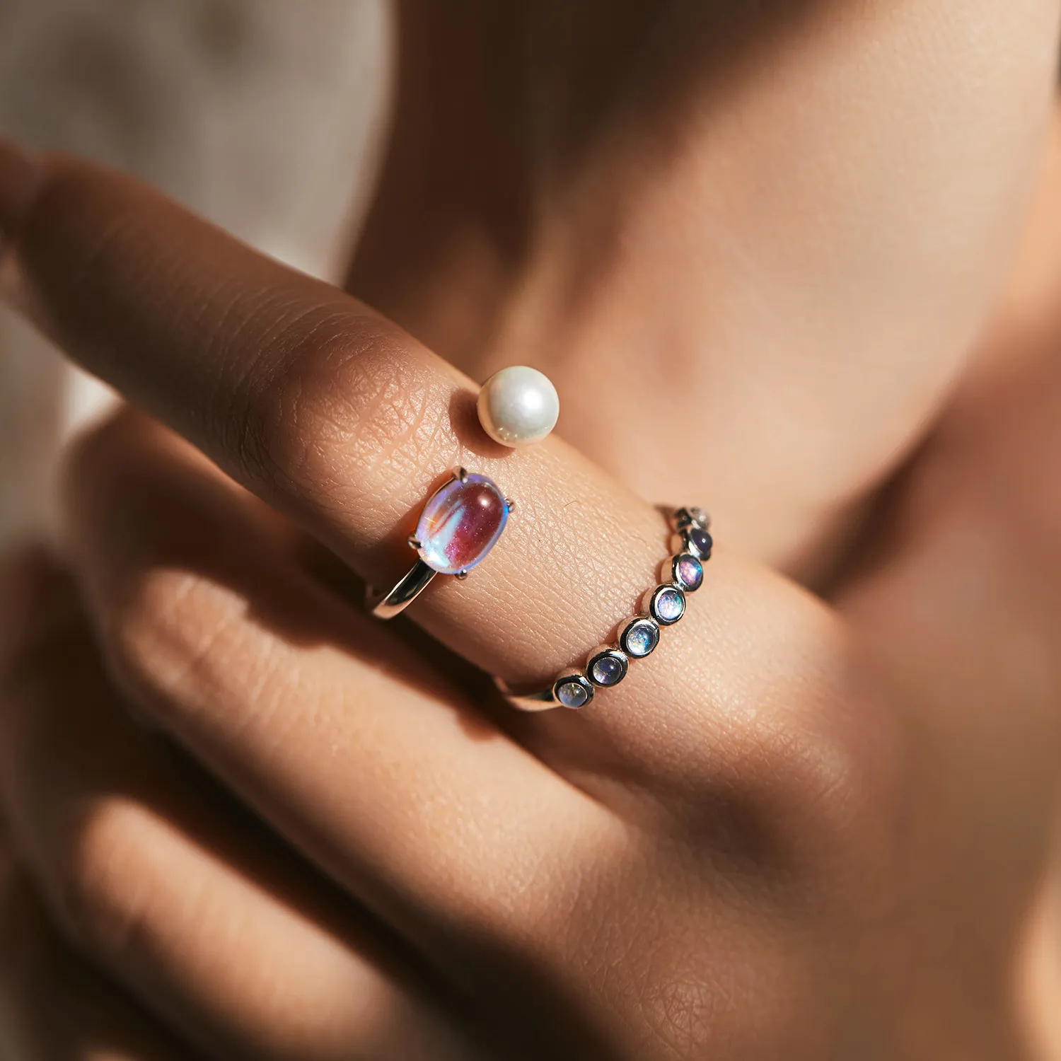 925 Sterling Silver Moonstone Stacking Ring 70100359 - image1