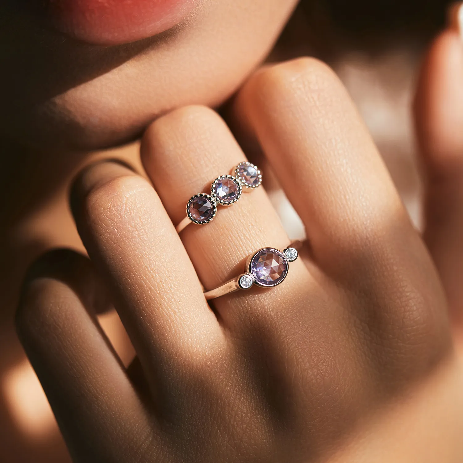 925 Sterling Silver Round Cut Light Purple CZ Ring 70100360 - image1