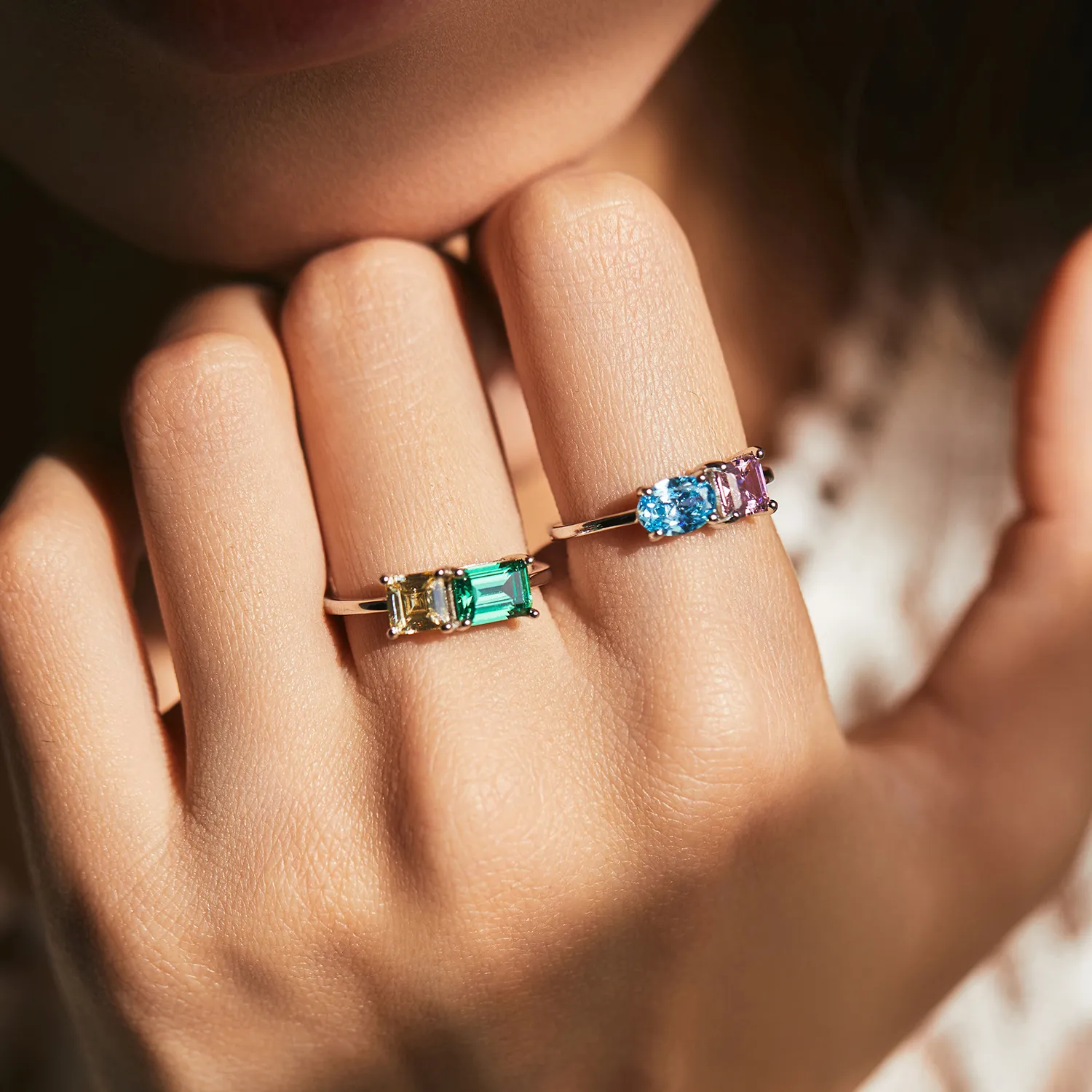 925 Sterling Silver Colorful Geometric CZ Ring 70100361 - image1