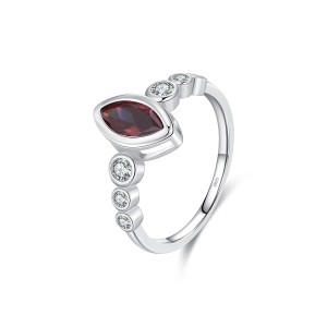 925 Sterling Silver Vintage Red Marquise CZ Ring 70100363