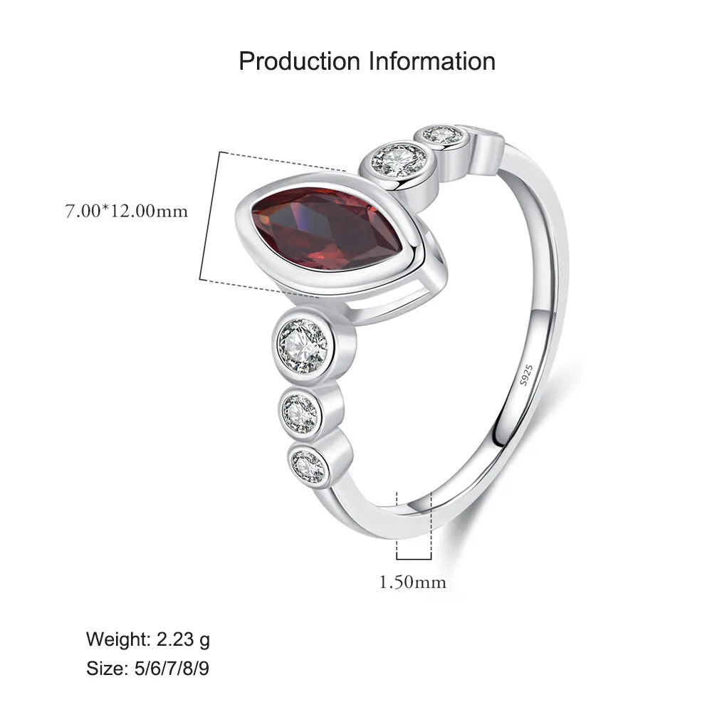 925 Sterling Silver Vintage Red Marquise CZ Ring 70100363 - image2