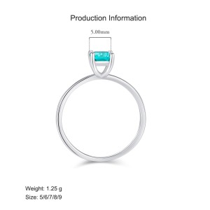 925 Sterling Silver Paraiba Blue CZ Solitaire Ring 70100365