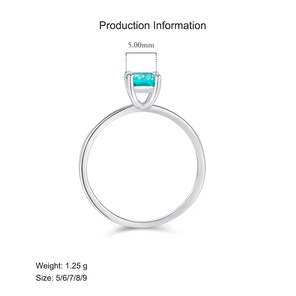 925 Sterling Silver Paraiba Blue CZ Solitaire Ring 70100365 - image2