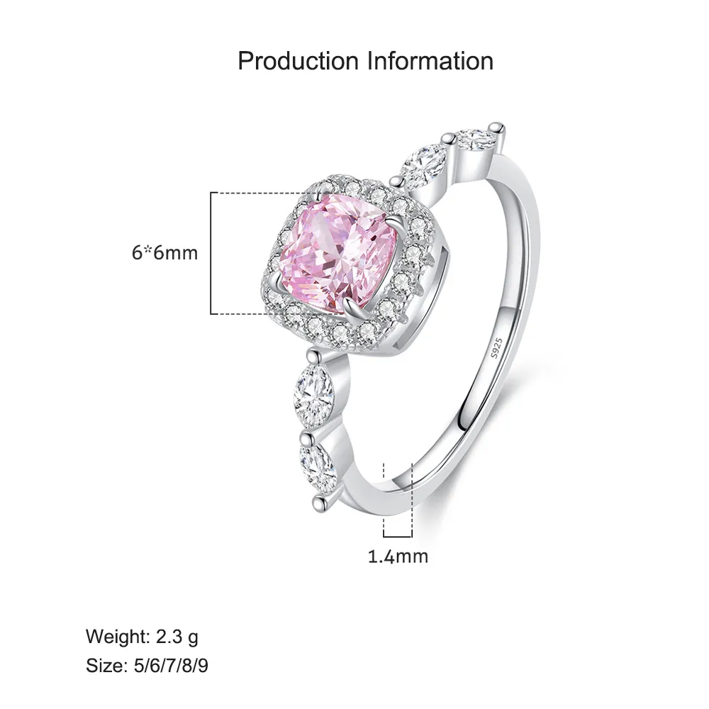 925 Sterling Silver Sweet Candy Cushion CZ Ring 70100367 - image2