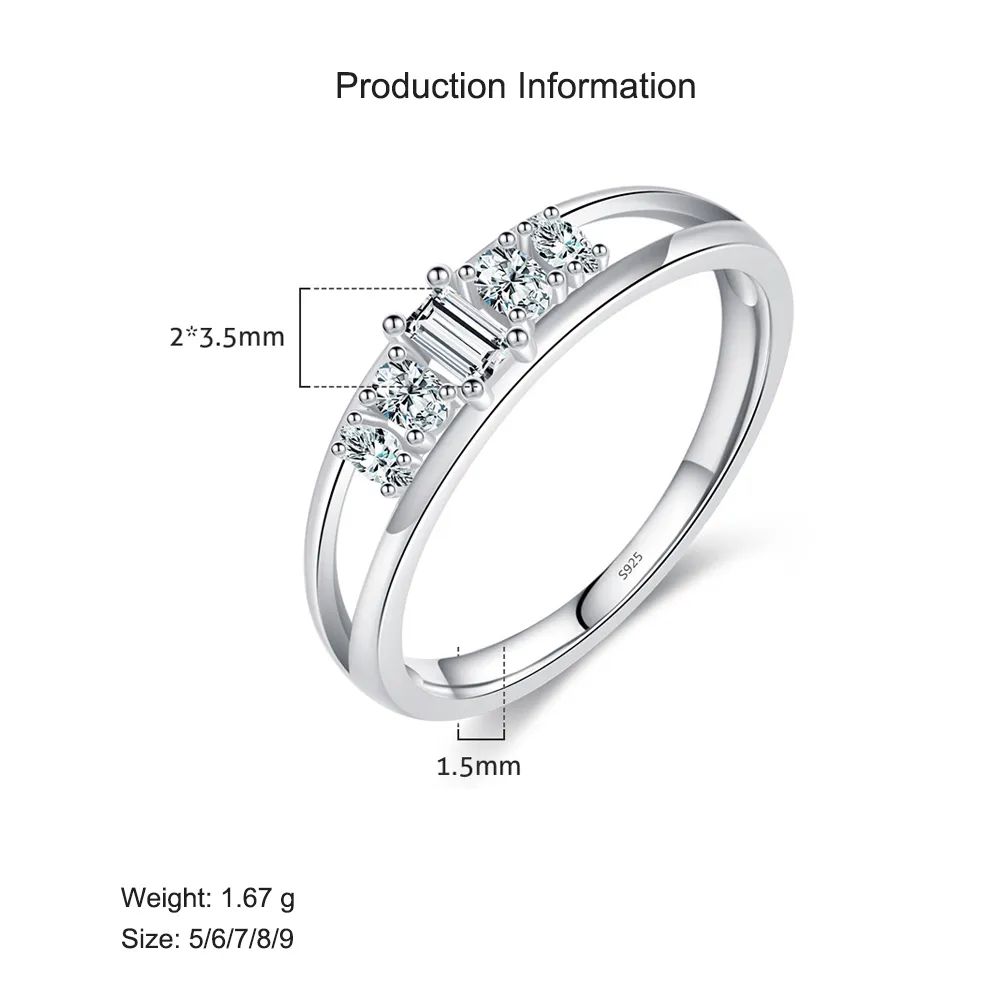 925 Sterling Silver Double Band Geometric CZ Ring 70100368 - image2