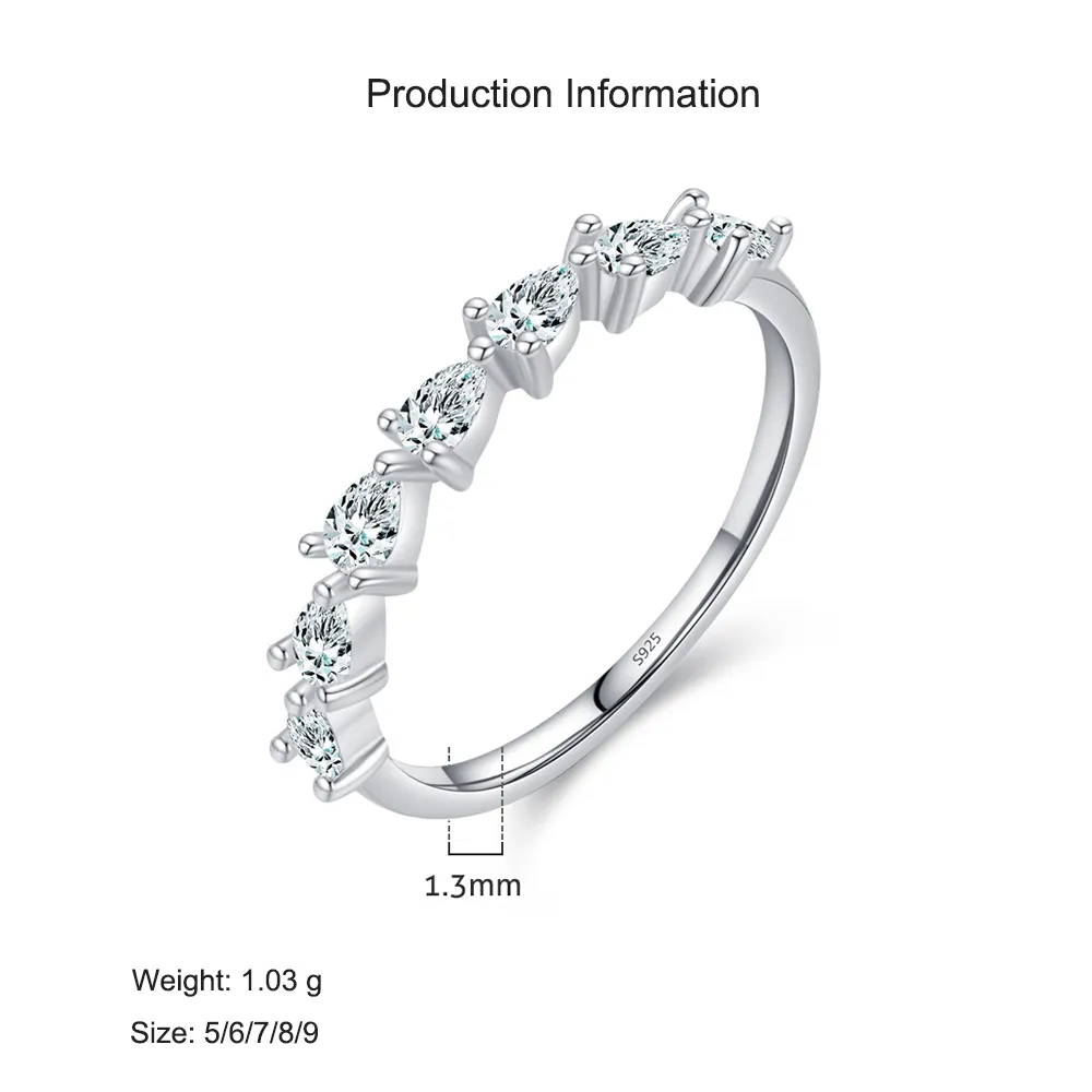 925 Sterling Silver Teardrop CZ Stackable Ring 70100369 - image2