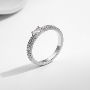 925 Sterling Silver Double Row CZ Solitaire Band Ring 70100370