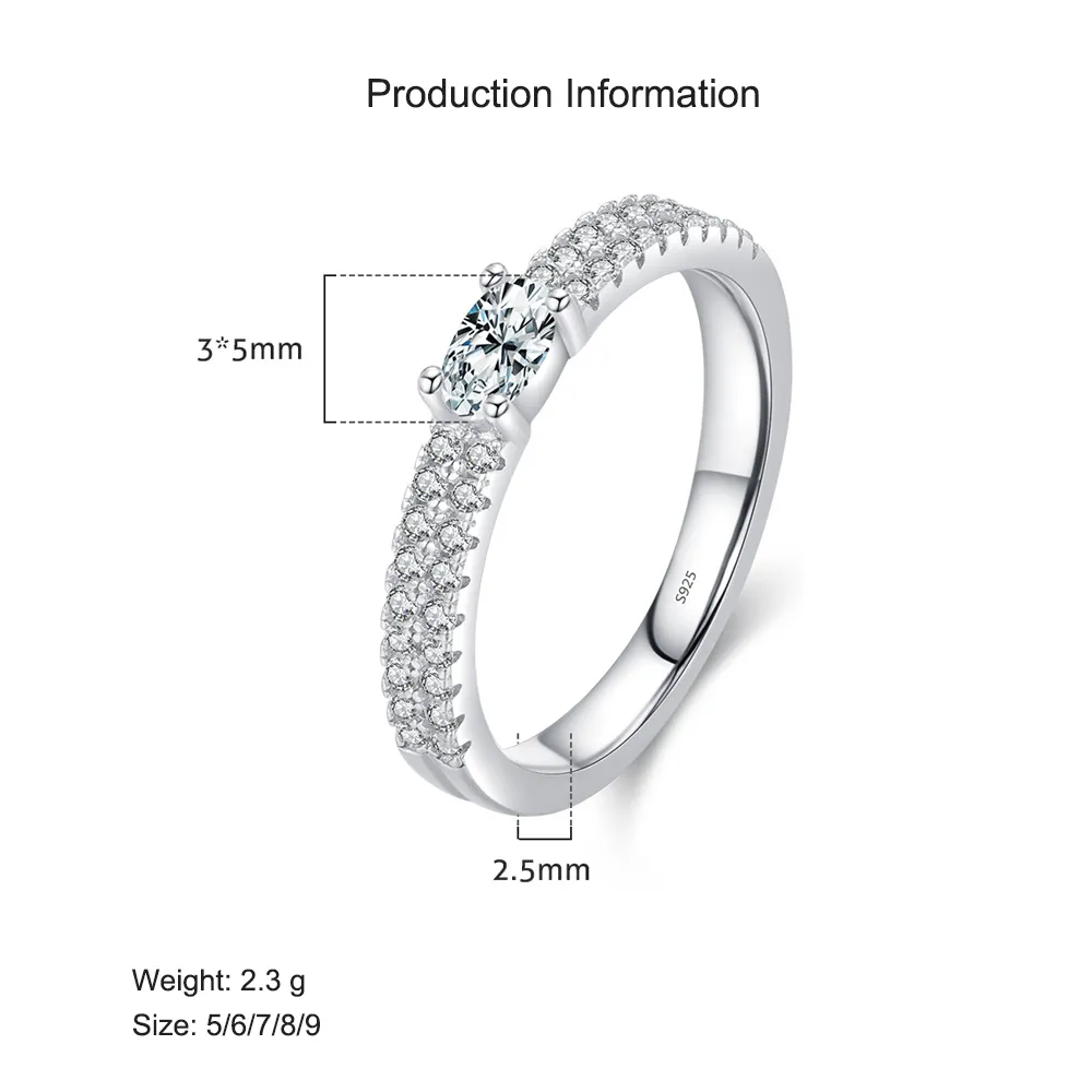 925 Sterling Silver Double Row CZ Solitaire Band Ring 70100370 - image2