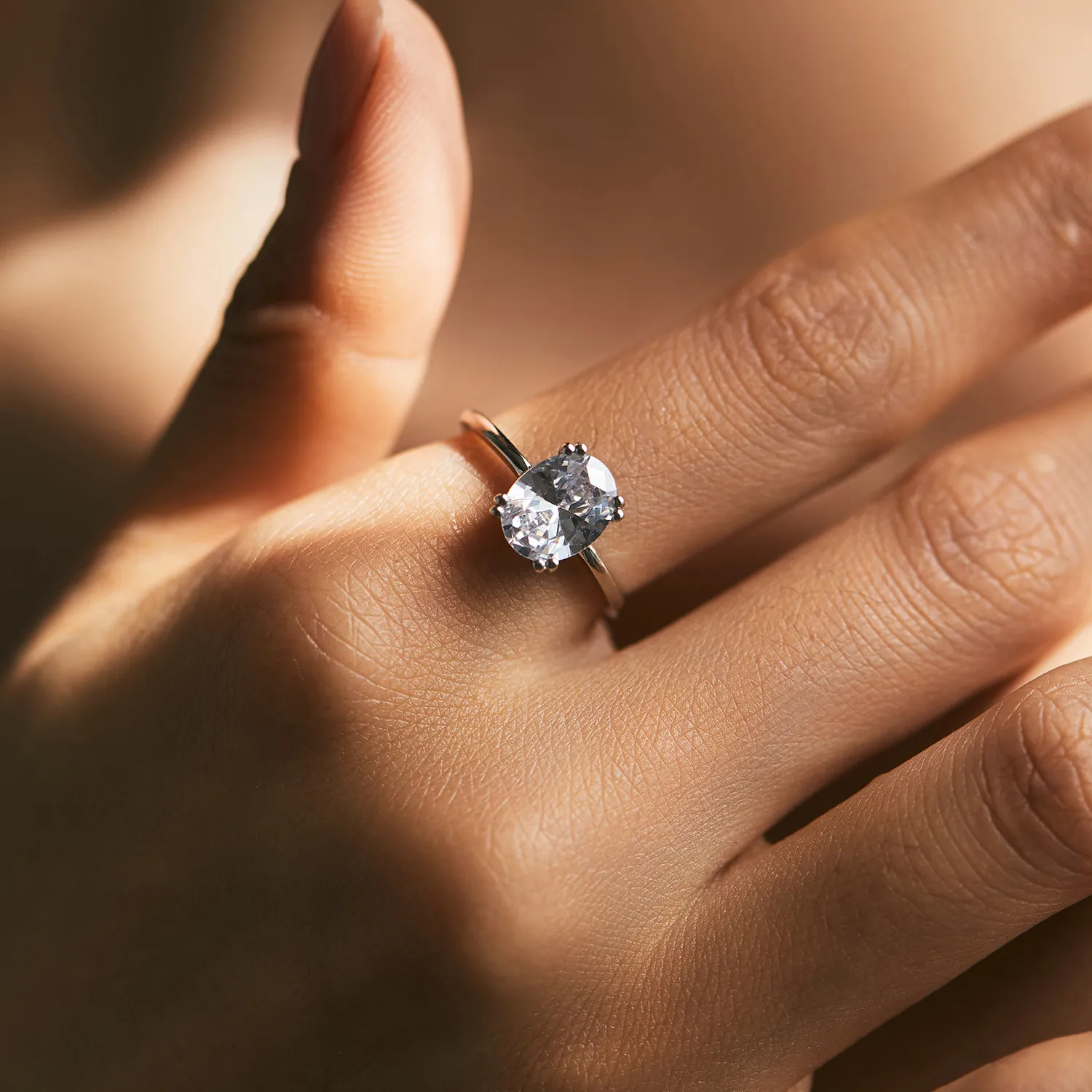 925 Sterling Silver Oval Solitaire CZ Ring 70100372 - image1