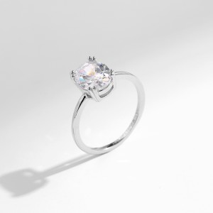 925 Sterling Silver Oval Solitaire CZ Ring 70100372