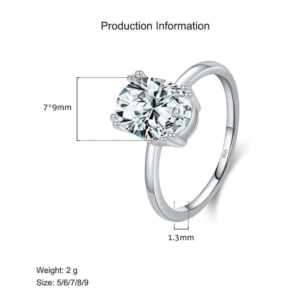 925 Sterling Silver Oval Solitaire CZ Ring 70100372 - image2