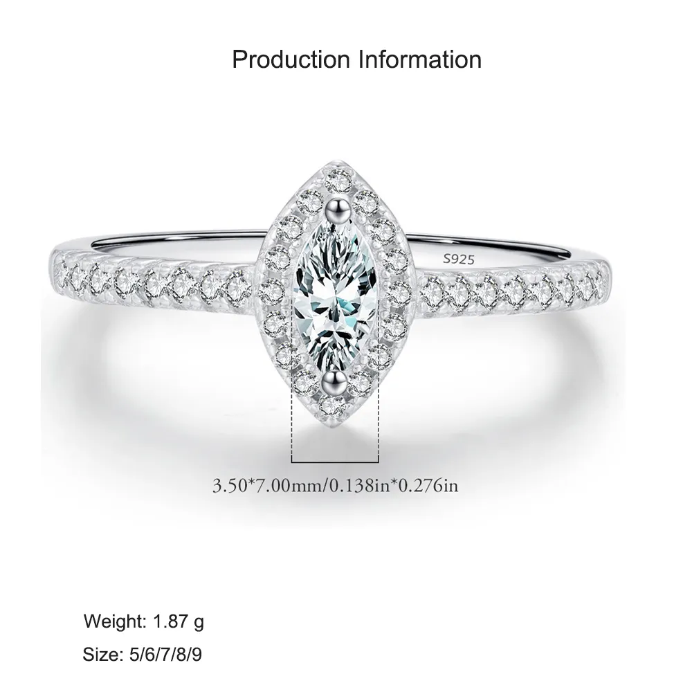 925 Sterling Silver Halo Zirconia Marquise CZ Ring 70100374 - image2