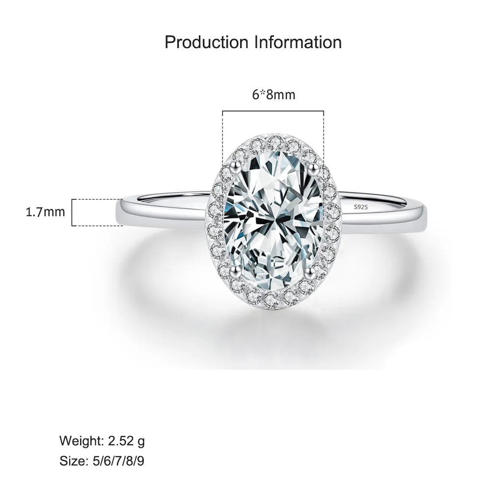 925 Sterling Silver Oval Halo Engagement Ring 70100377 - image2
