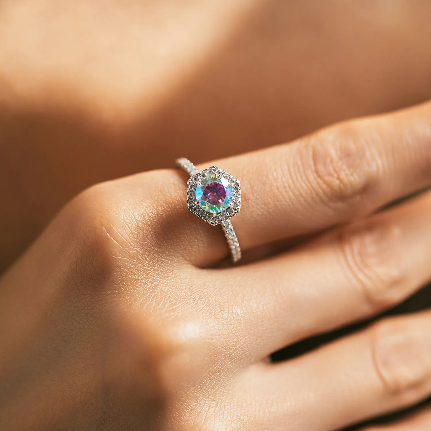 925 Sterling Silver Geometric Gradient CZ Band Ring 70100382 - image1