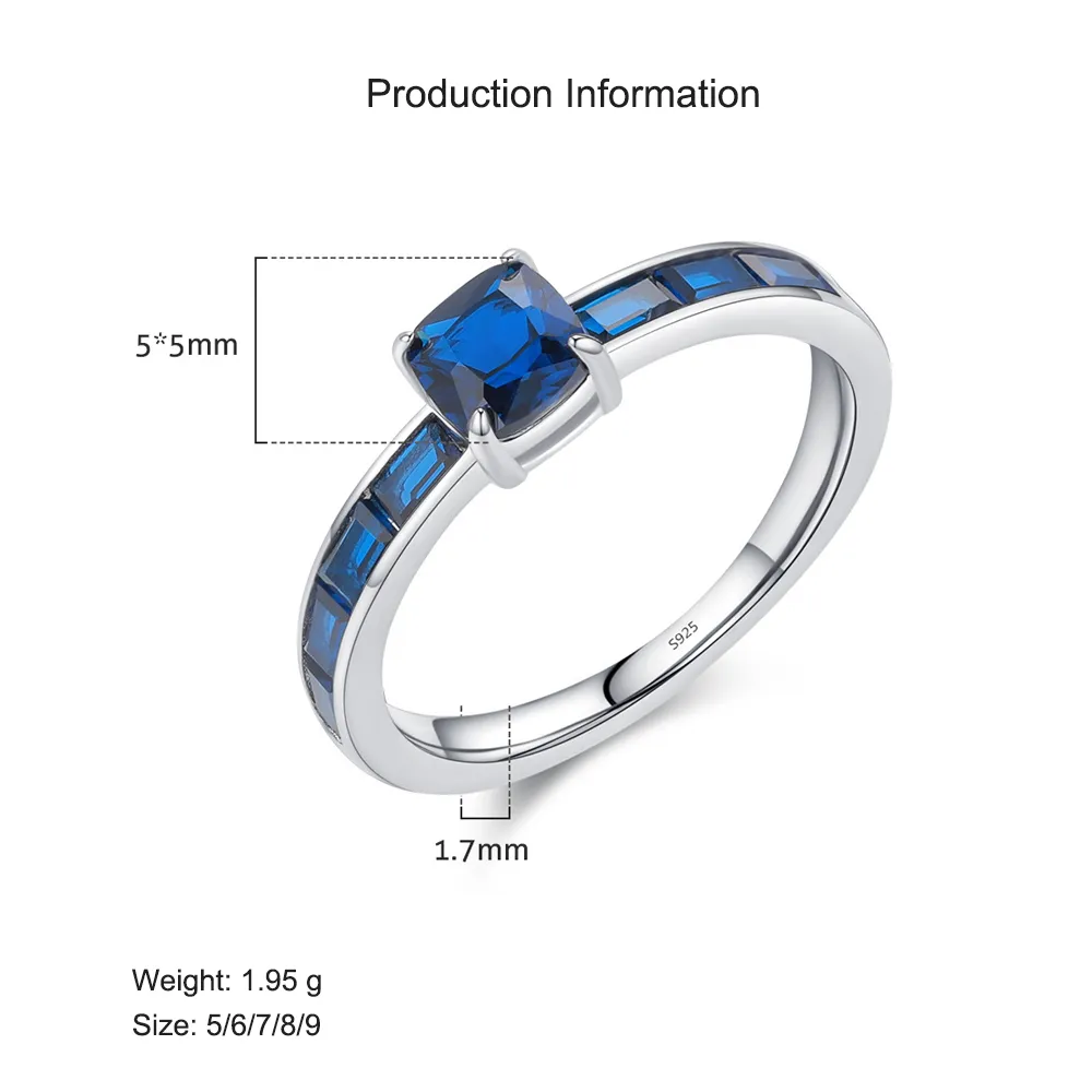 S925 French Retro Baguette-Cut Simulated Sapphire Ring 70100383 - image2