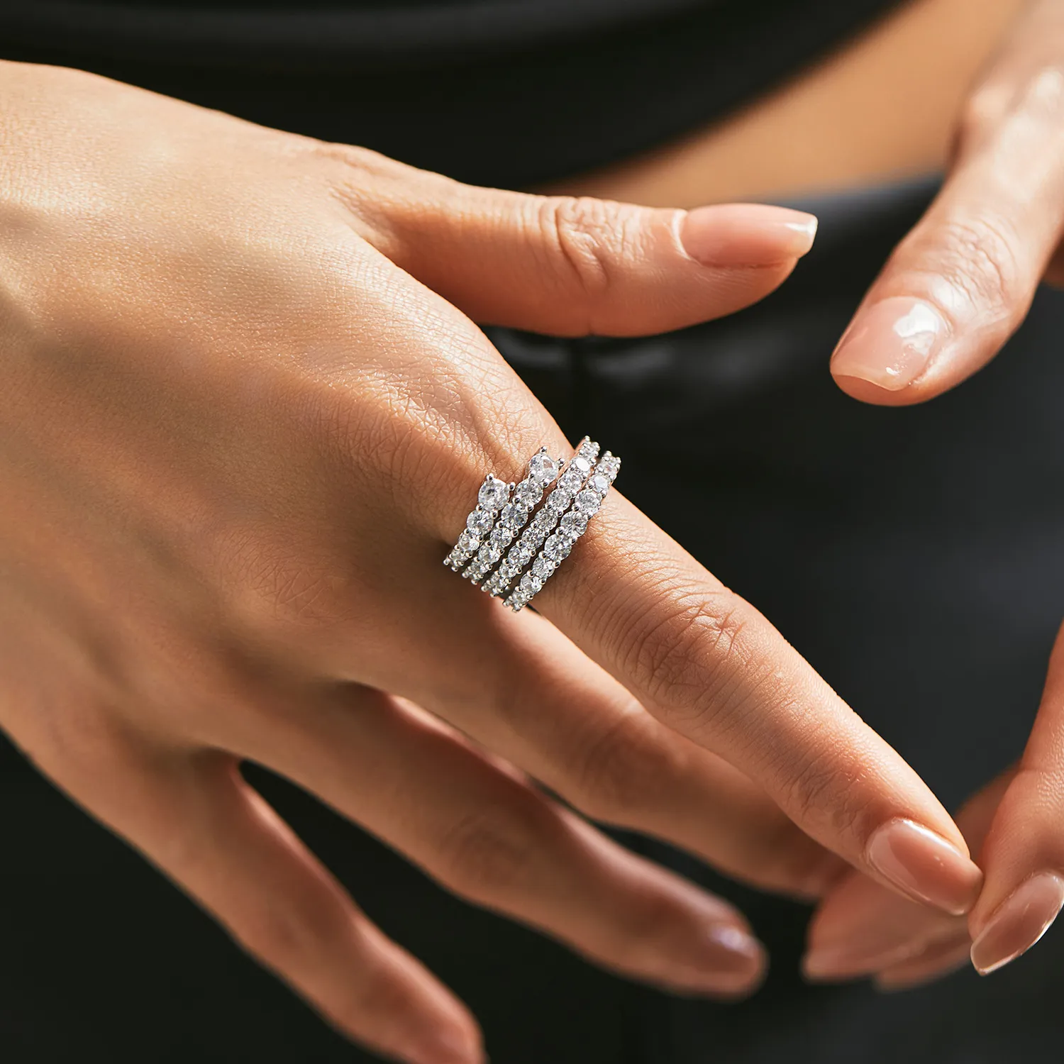925 Sterling Silver Luxury Full Pave Zirconia Statement Ring 70100384 - image1