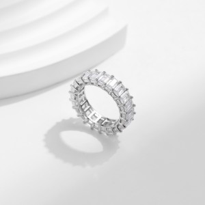 925 Sterling Silver High Carbon Diamond Zirconia Band Ring 70100386