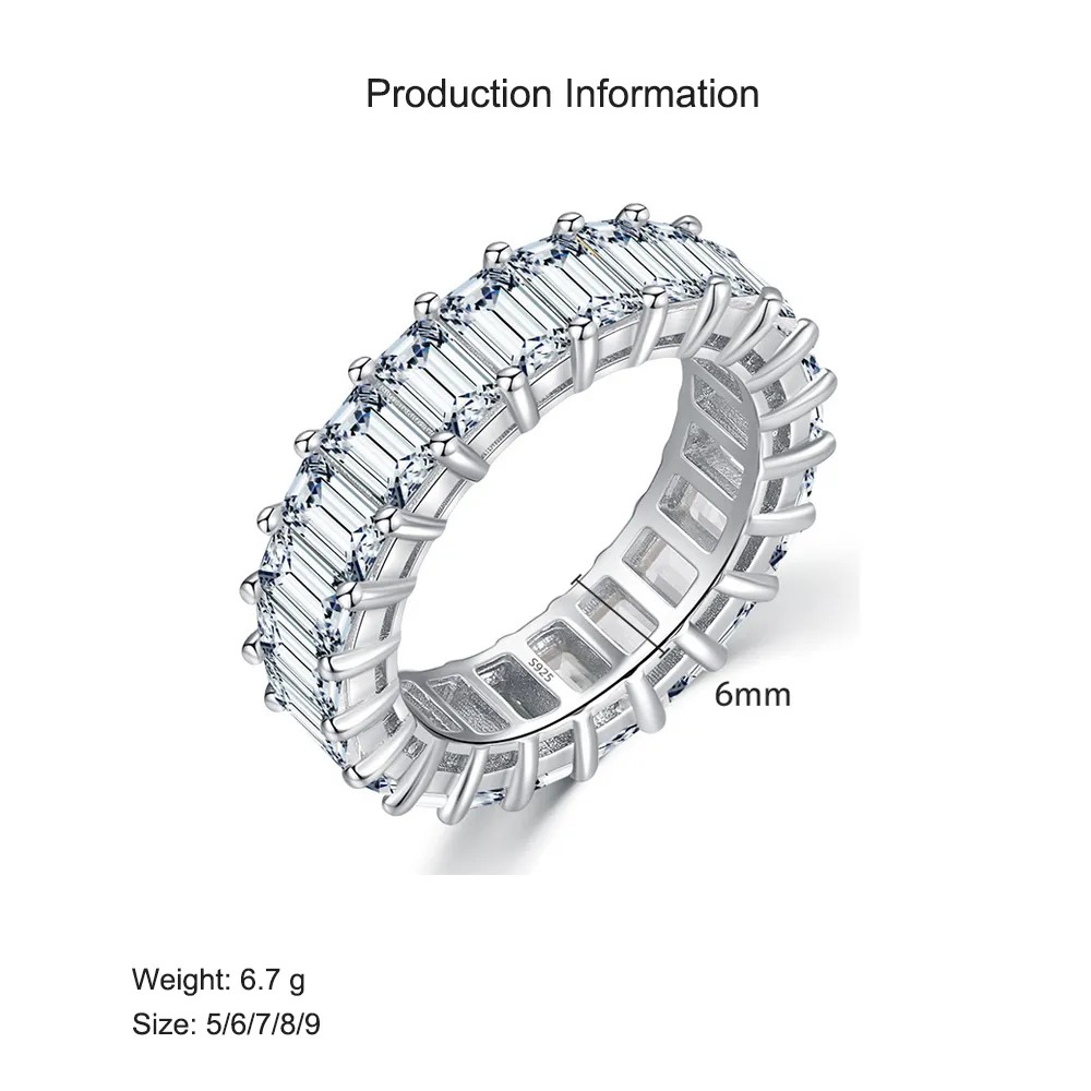 925 Sterling Silver High Carbon Diamond Zirconia Band Ring 70100386 - image2