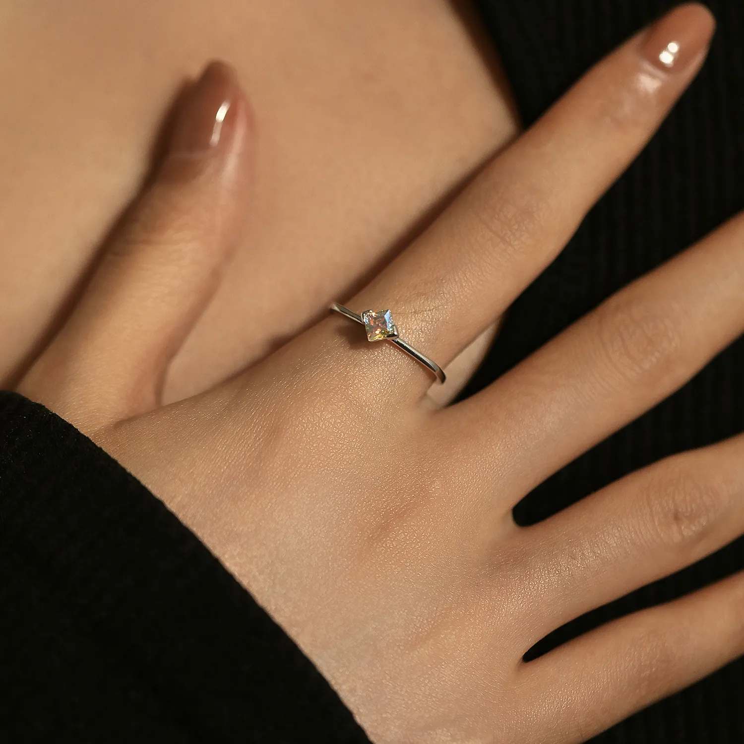 925 Sterling Silver Irregular Candy Zirconia Ring 70100387 - image1