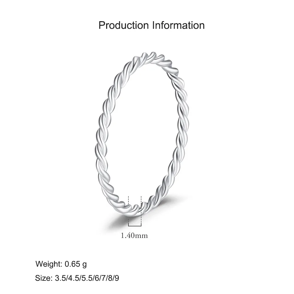 925 Sterling Silver Minimalist Twisted Rope Thin Ring 70100390 - image2