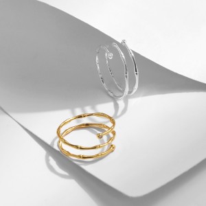 S925 Bamboo-Inspired Multi-Line Adjustable Ring70100393