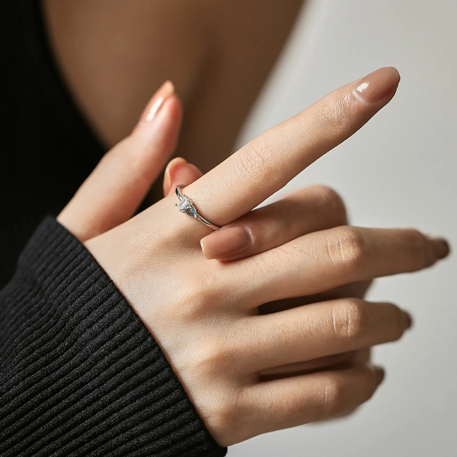 925 Sterling Silver Minimalist Teardrop Stacking Ring 70100394 - image1