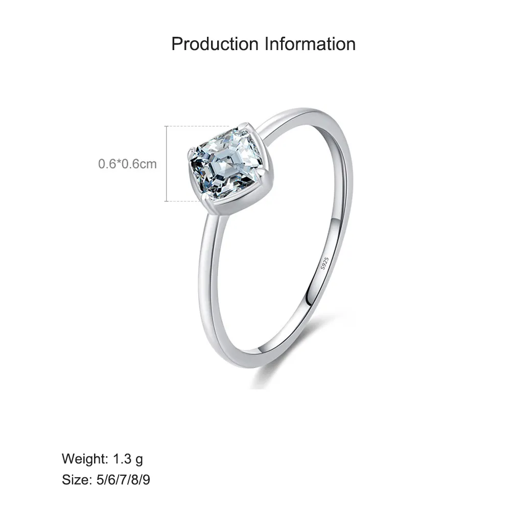 S925 Sterling Silver Minimalist Square Zirconia Ring 70100395 - image2