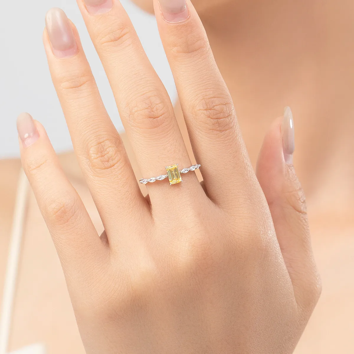 925 Sterling Silver Sugar Cube Zirconia Ring 70100398 - image1