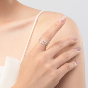 925 Sterling Silver Crisscross Stacking Statement Ring 70100399