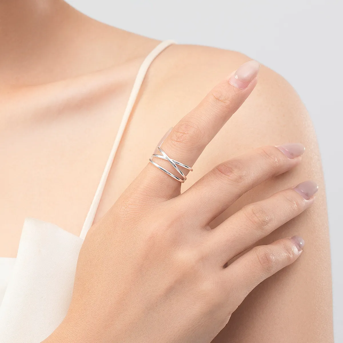 925 Sterling Silver Crisscross Stacking Statement Ring 70100399 - image1