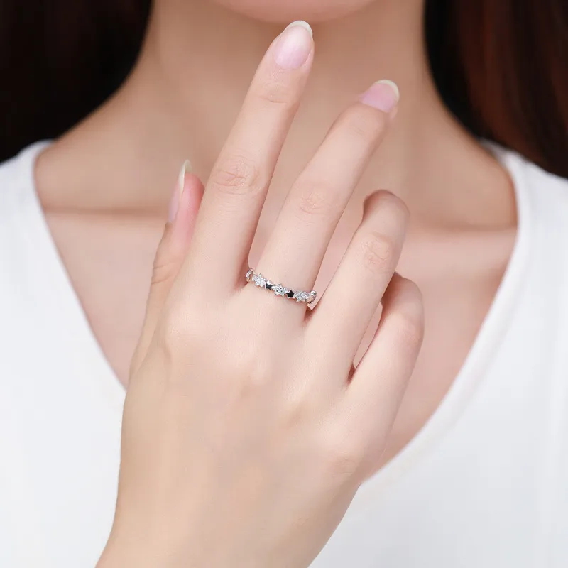 925 Sterling Silver Zirconia Star Band Ring 70100400 - image1