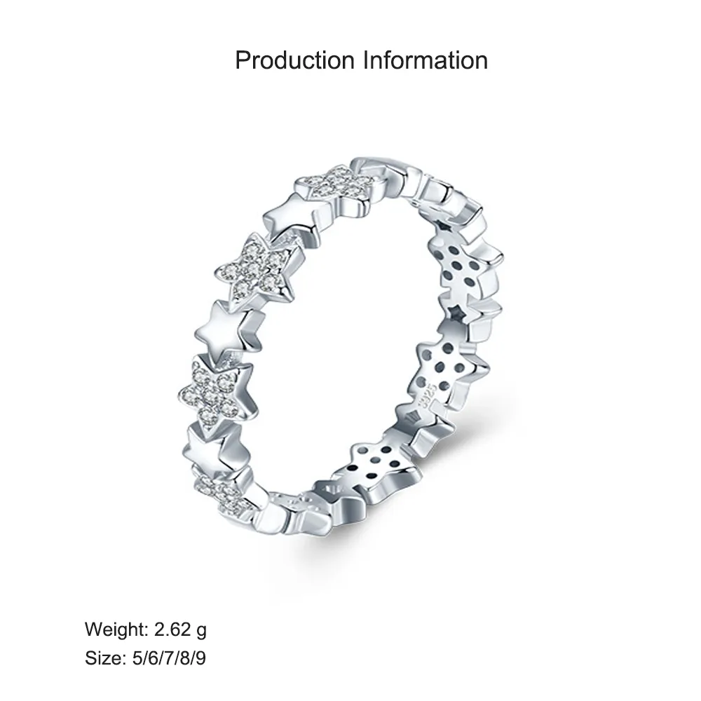 925 Sterling Silver Zirconia Star Band Ring 70100400 - image2