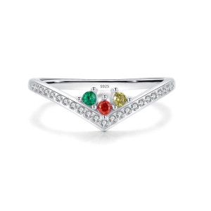 S925 Rainbow Zirconia Geometric Arrow Crown Ring 70100401