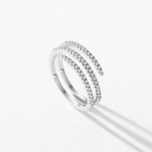 S925 Zirconia Sleek Lines Stacking Open Band Ring 70100402