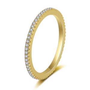 925 Sterling Silver 1.5mm Single Row Full Pave Zirconia Ring 70100403