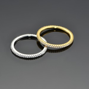 925 Sterling Silver 1.5mm Single Row Full Pave Zirconia Ring 70100403