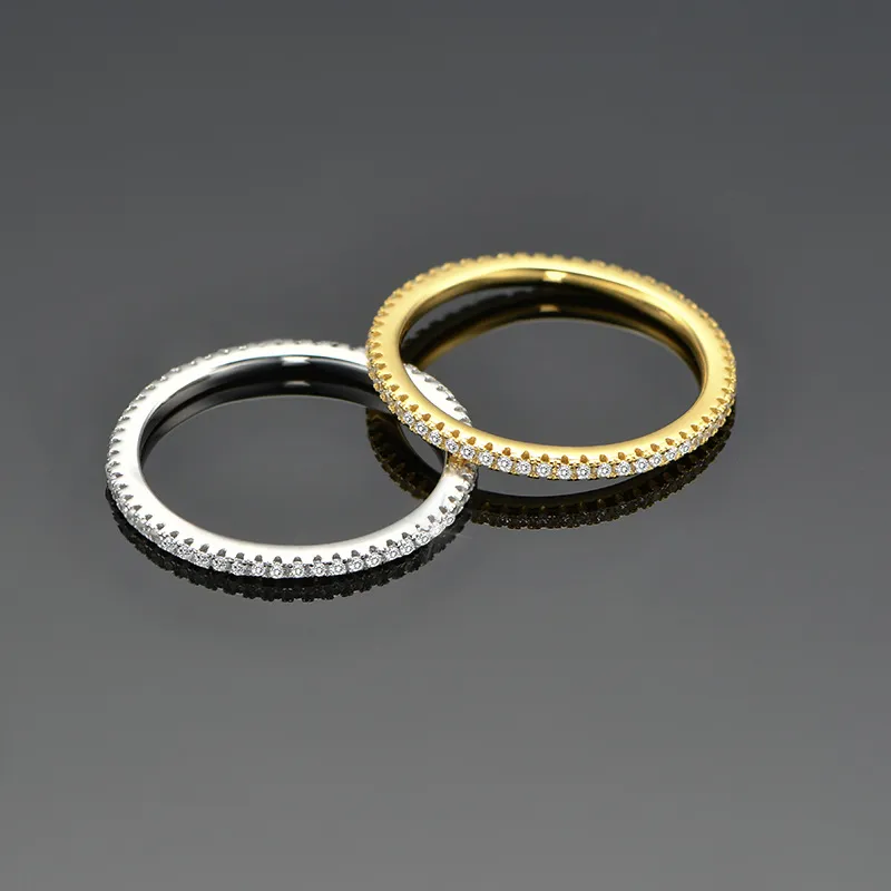 925 Sterling Silver 1.5mm Single Row Full Pave Zirconia Ring 70100403 - image1