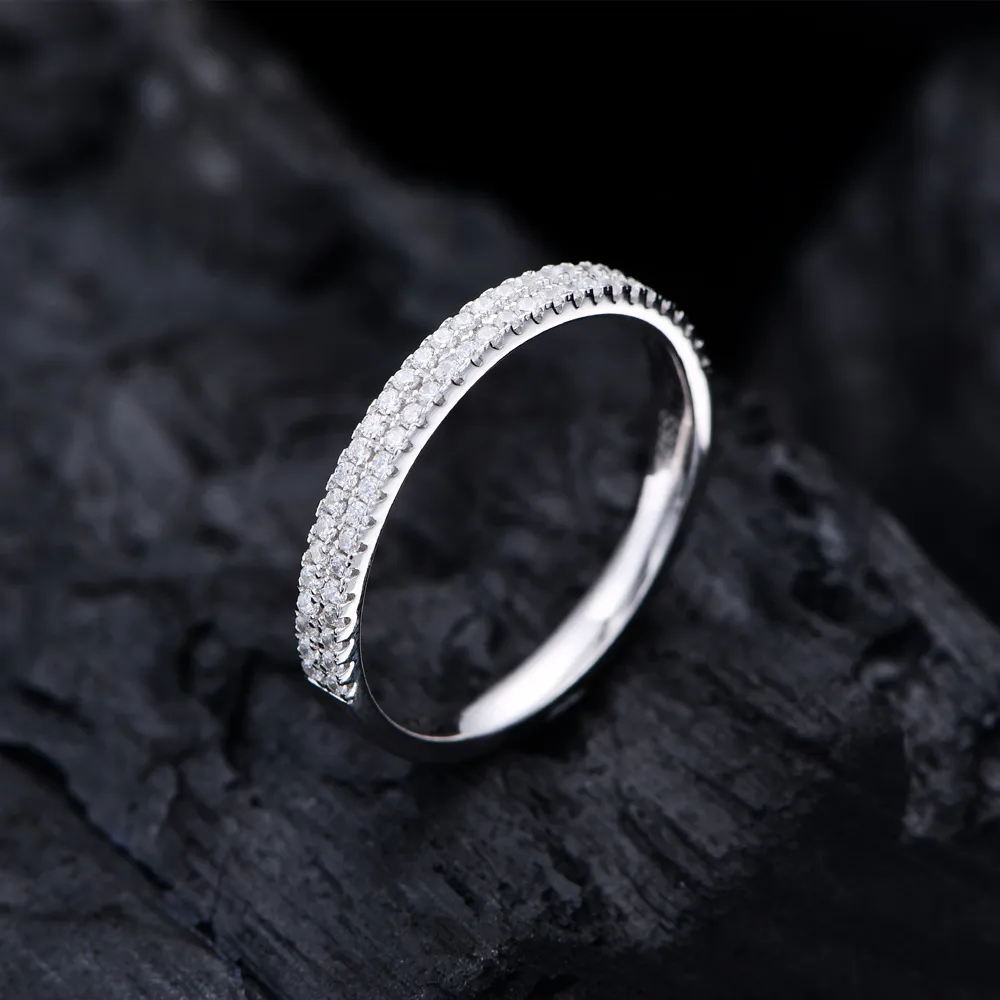 925 Sterling Silver 2.5mm Two Row Half Pave Zirconia Ring 70100405 - image1
