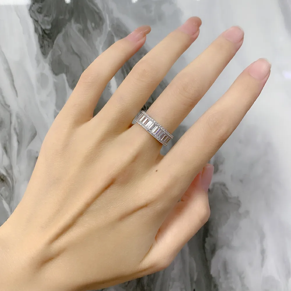 925 Sterling Silver Baguette Zirconia Band Ring70100407 - image1